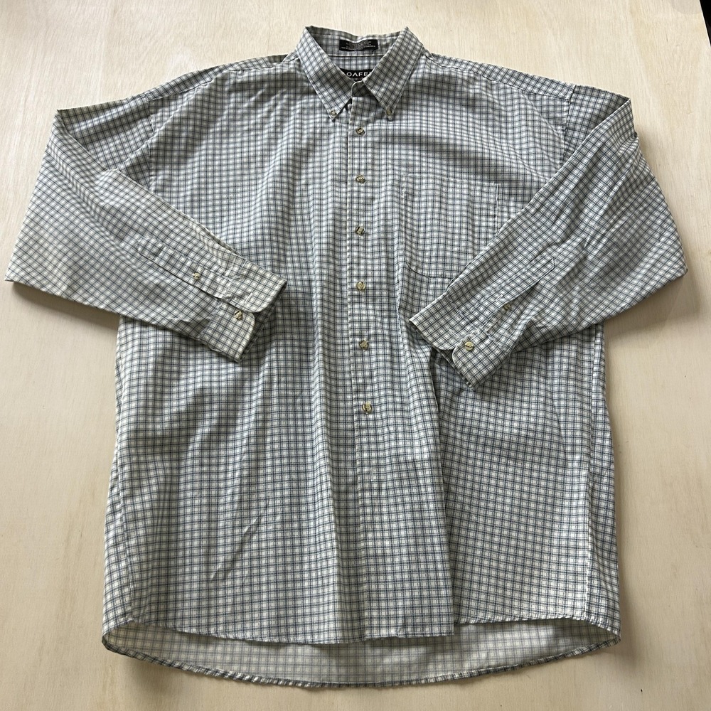 Loafers Shirt Mens 2XLT Blue Check Long Sleeve Button Down Wrinkle Resistant